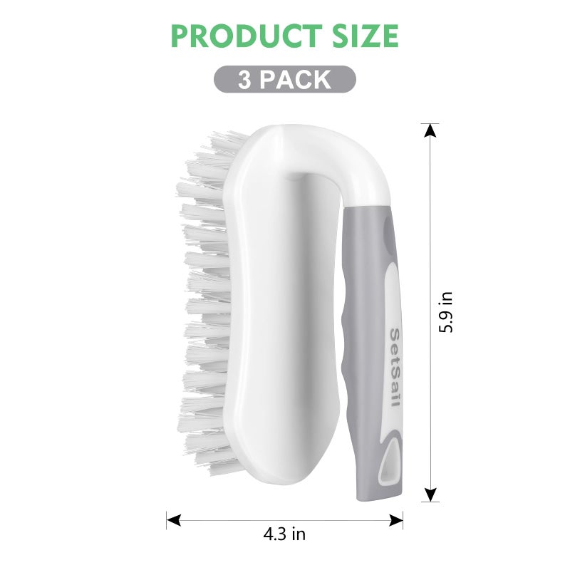 سيتسيل فرشاة تنظيف سيت سيل، فرش تنظيف شديدة التحمل للتنظيف بشعيرات صلبة، فرشاة تنظيف للاستحمام والحمام والسجاد والمطبخ وحوض الاستحمام - 3 عبوات - Image 2